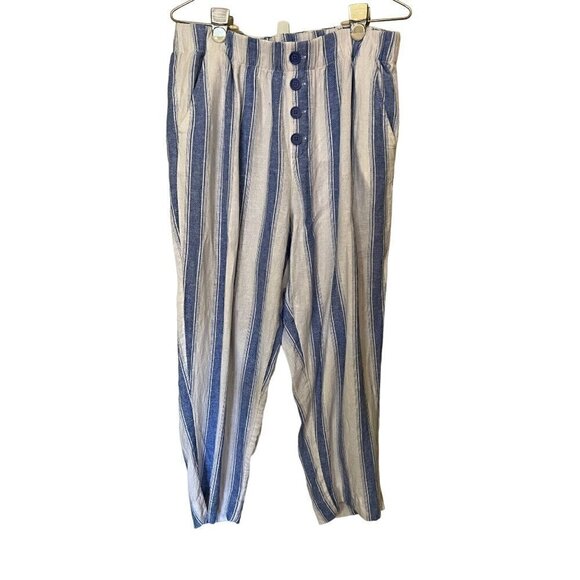 Loft Outlet Linen Blend Pants Sz Large Petite Pull On Lagenlook Boho Elastic Wai - Picture 1 of 8